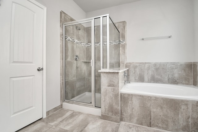 bathroom featuring plus walk in shower