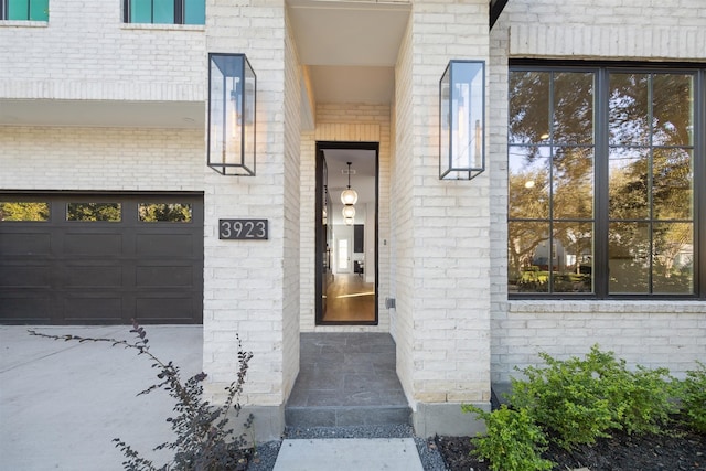 property entrance with a garage