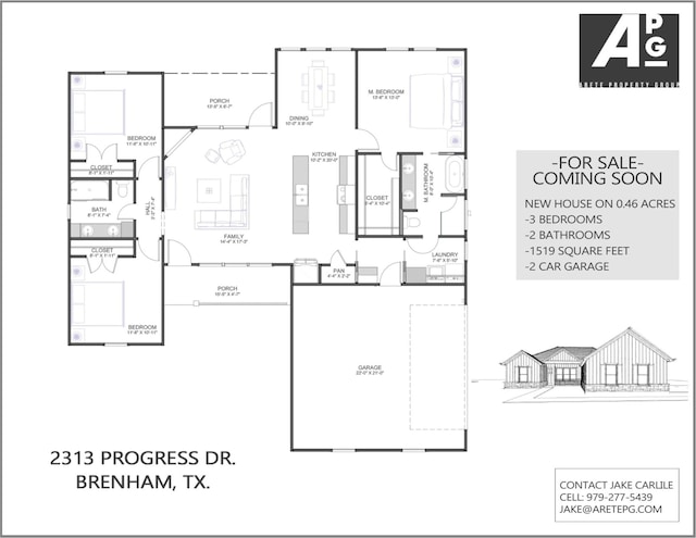 2313 Progress Dr, Brenham TX, 77833, 3 bedrooms, 2 baths house for sale