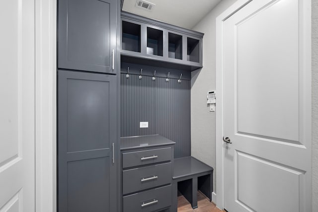 mudroom with hardwood / wood-style floors