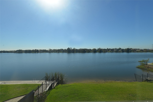 property view of water featuring a boat dock