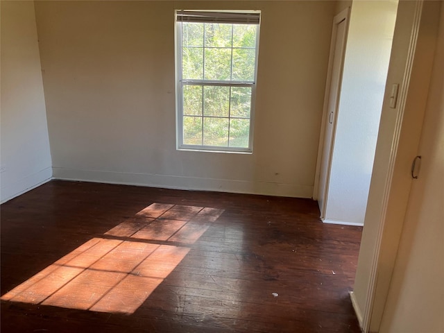 empty room featuring dark hardwood / wood-style flooring