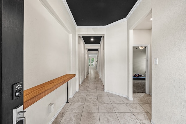 hallway with crown molding