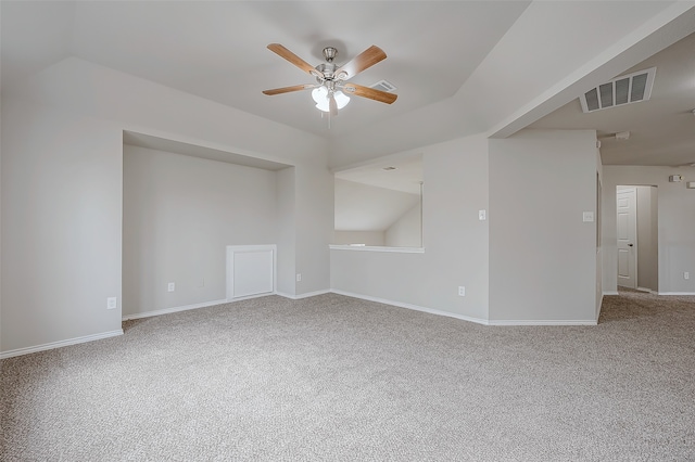 carpeted empty room with ceiling fan