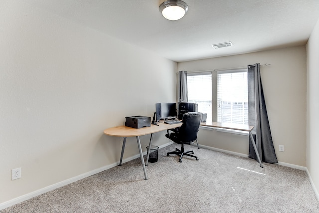 office featuring light colored carpet