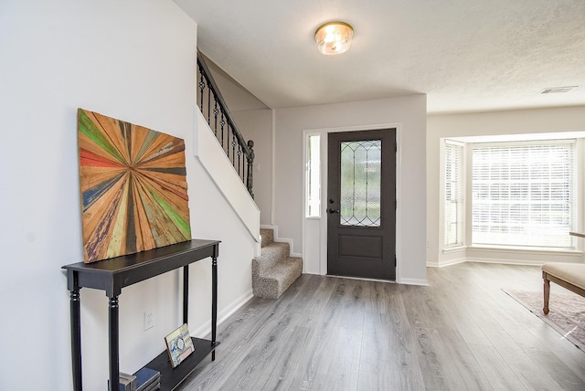 foyer with plenty of natural light and light wood-type flooring