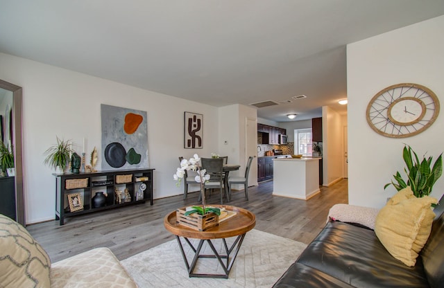 living room featuring light hardwood / wood-style flooring