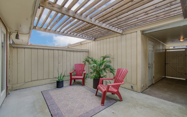 view of patio / terrace featuring a pergola