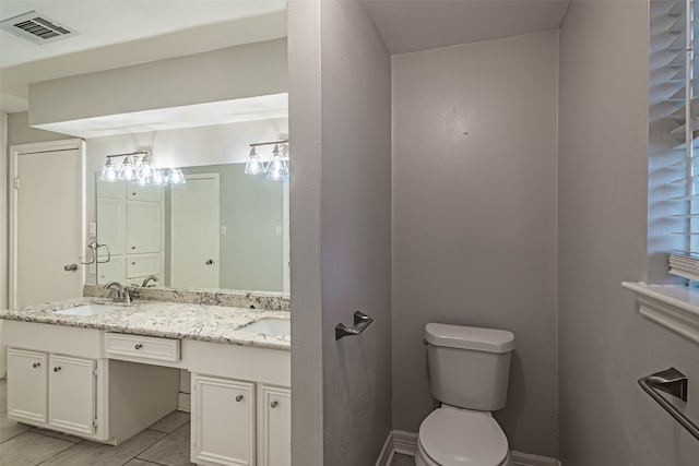 bathroom featuring tile patterned floors, vanity, and toilet