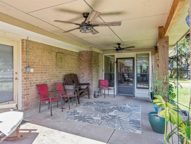 view of patio with ceiling fan