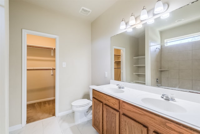 full bathroom featuring vanity, toilet, and shower / bathtub combination