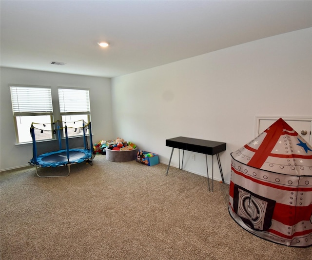 game room featuring carpet flooring