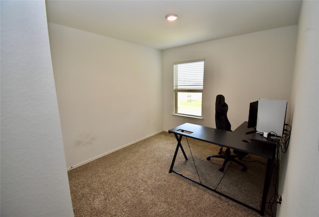 view of carpeted home office