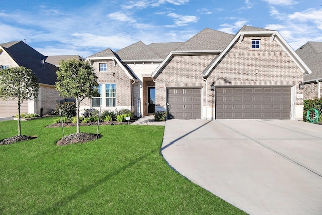 view of front of property featuring a front lawn