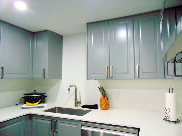 kitchen with dishwasher, extractor fan, and sink