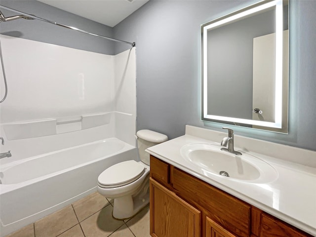 full bathroom with tile patterned floors, vanity, shower / bathing tub combination, and toilet