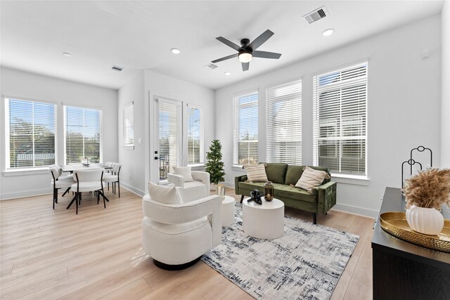 3109 Jensen Dr Unit B, Houston, TX 77026 - living room with light wood-type flooring and ceiling fan