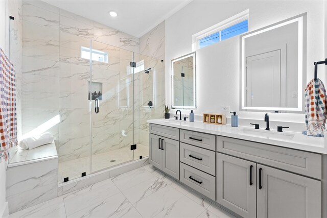 3109 Jensen Dr Unit B, Houston, TX 77026 - bathroom with a shower with door and vanity