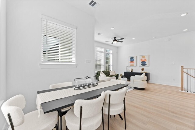 3109 Jensen Dr Unit B, Houston, TX 77026 - dining space featuring ceiling fan and light hardwood / wood-style flooring
