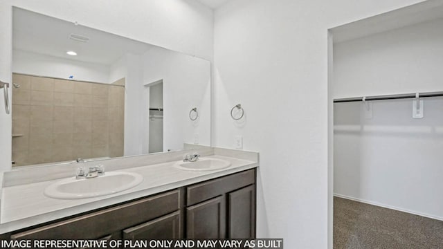 23520 Nectar Crest Hts, Splendora, TX 77372 - bathroom with double vanity, a walk in closet, and a shower