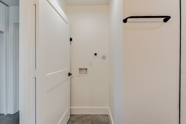 clothes washing area featuring washer hookup and hookup for an electric dryer