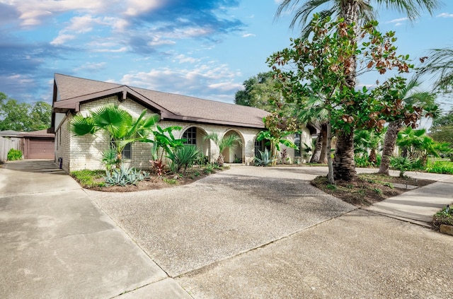 view of front of property with a garage