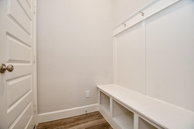 mudroom with dark wood-type flooring