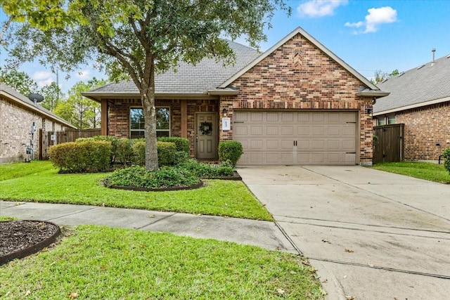 front of property with a front yard and a garage