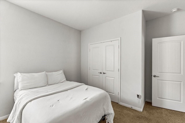 bedroom featuring carpet and a closet