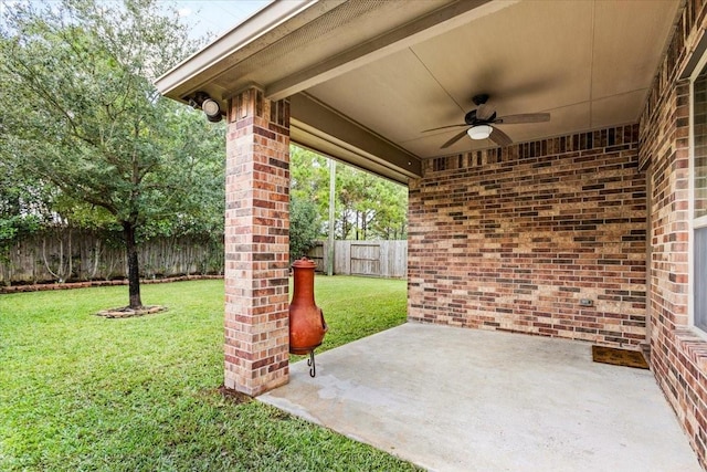 view of patio / terrace featuring ceiling fan