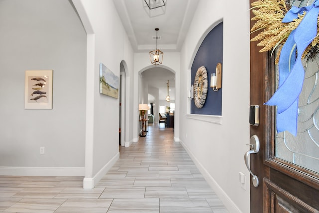 hall featuring light wood-type flooring