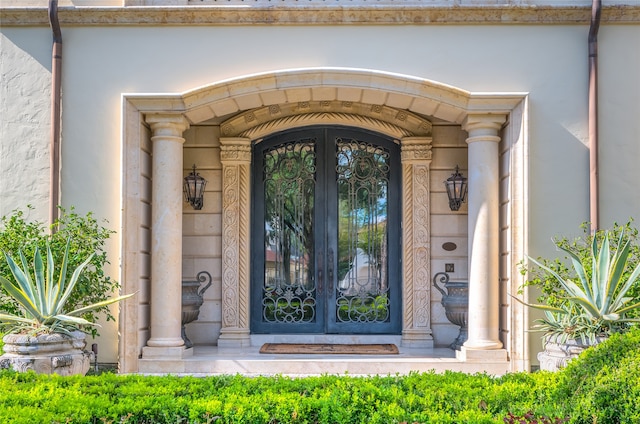 doorway to property with french doors