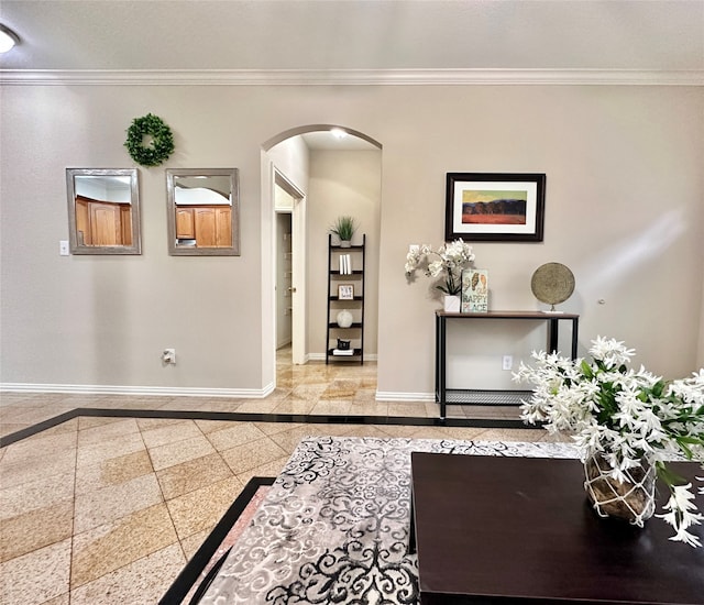 interior space with ornamental molding