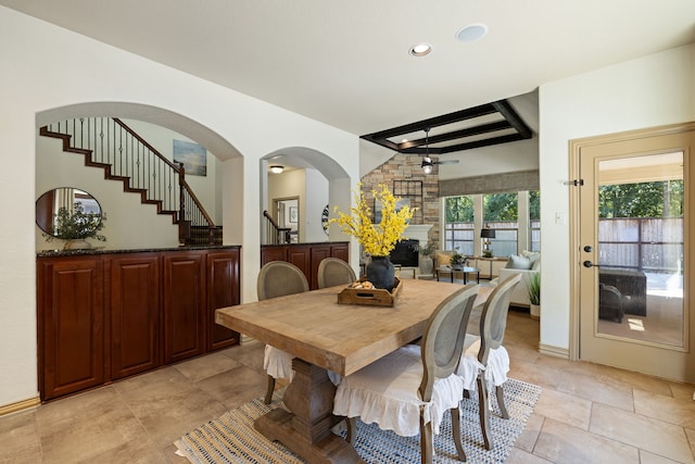 dining area featuring ceiling fan