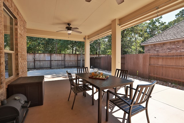 view of patio / terrace with ceiling fan