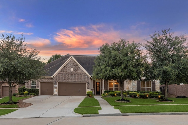 view of front of house with a lawn