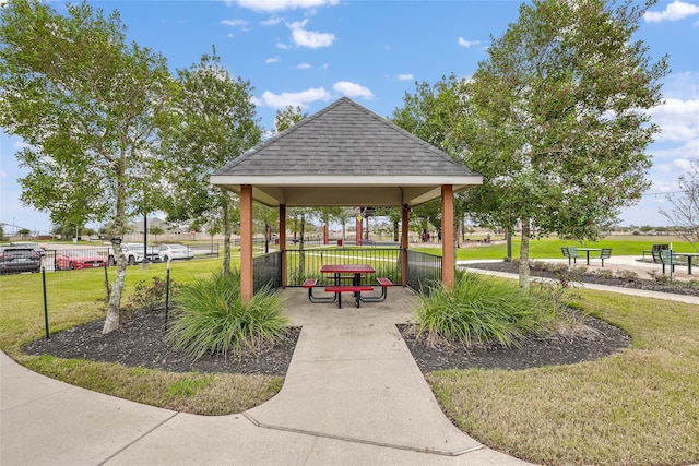 view of property's community featuring a gazebo and a yard