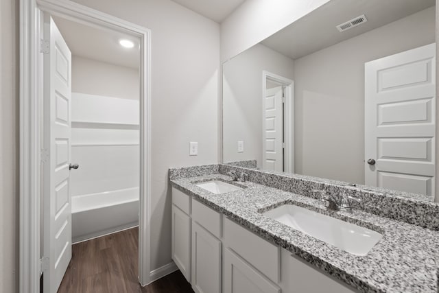 bathroom featuring wood-type flooring and vanity