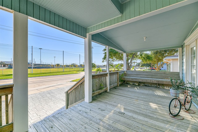 wooden terrace with covered porch