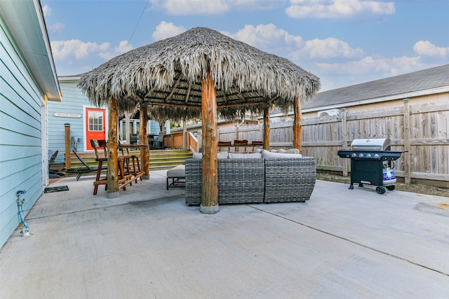 view of patio with an outdoor hangout area and area for grilling