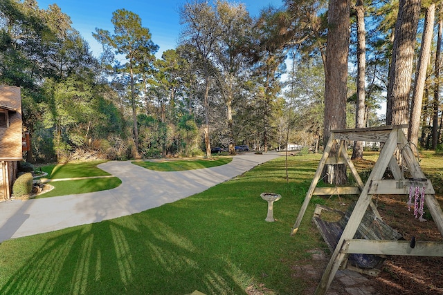 view of community featuring a lawn