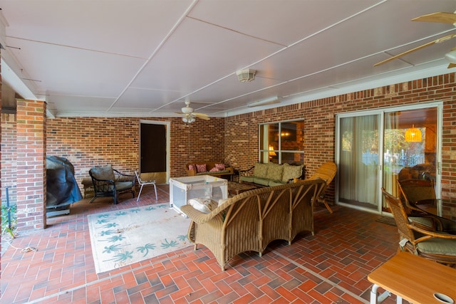 view of patio / terrace with outdoor lounge area and ceiling fan