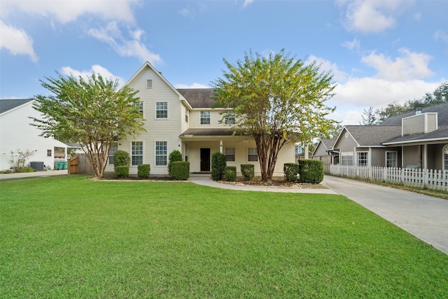 view of front of home featuring a front lawn