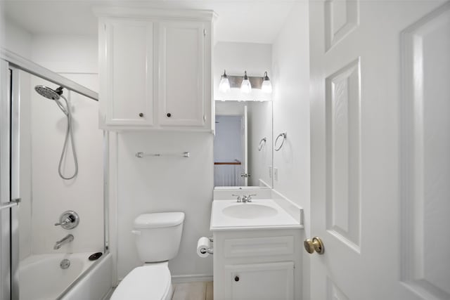 full bathroom with toilet, vanity, and combined bath / shower with glass door