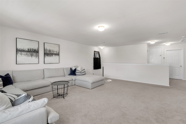 living room with light carpet