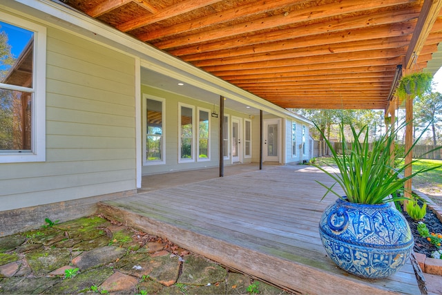 deck featuring french doors