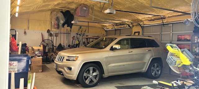 garage with a garage door opener