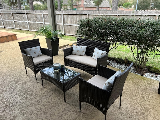 view of patio / terrace featuring an outdoor living space