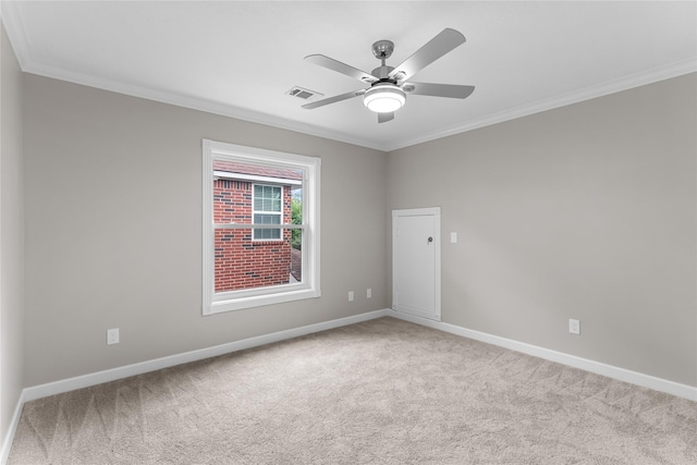 6627 Butler Oaks Ct, Spring, TX 77389 - spare room featuring crown molding, carpet flooring, baseboards, and ceiling fan