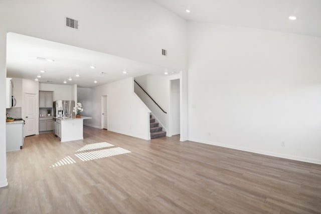 unfurnished living room with light hardwood / wood-style floors